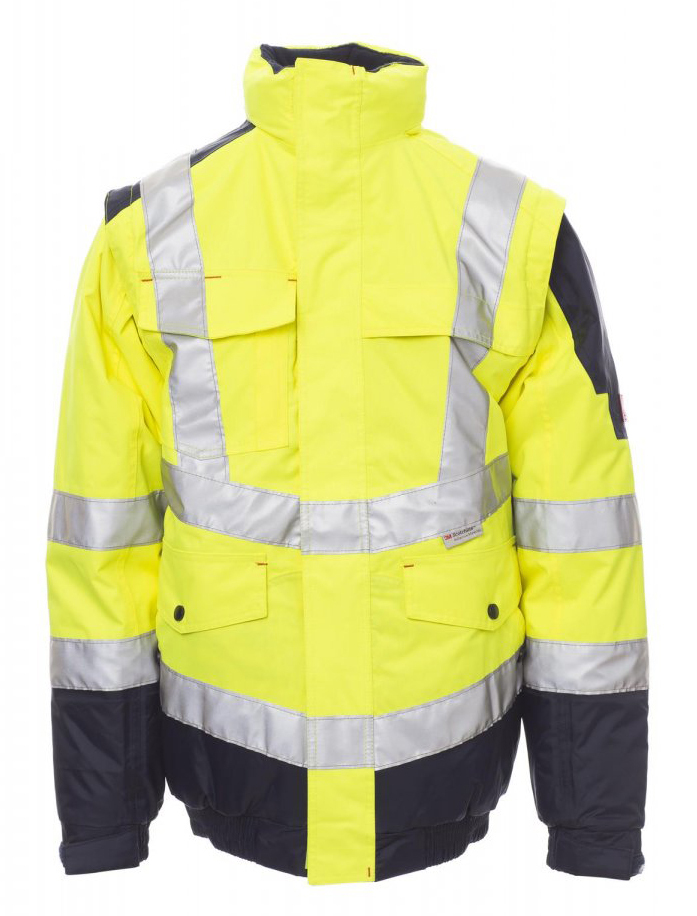 Payper INTERSTATE Reflexná zimná bunda S, Fluorescent yellow-Navy blue