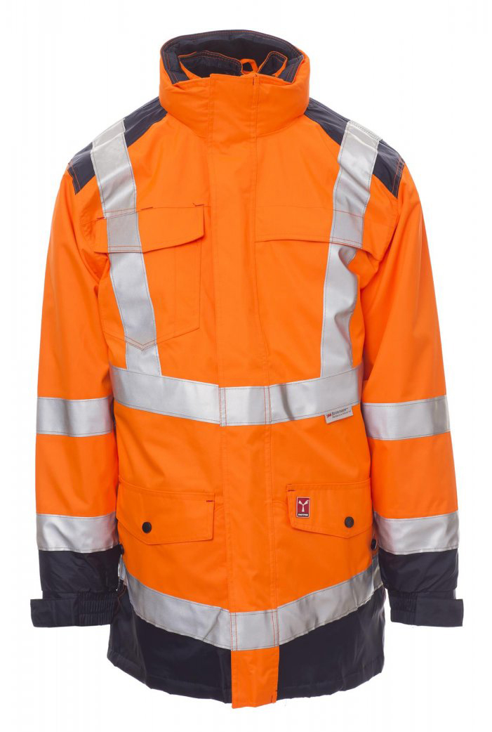 Payper HISAFE Reflexná zimná bunda S, Fluorescent orange-Navy blue
