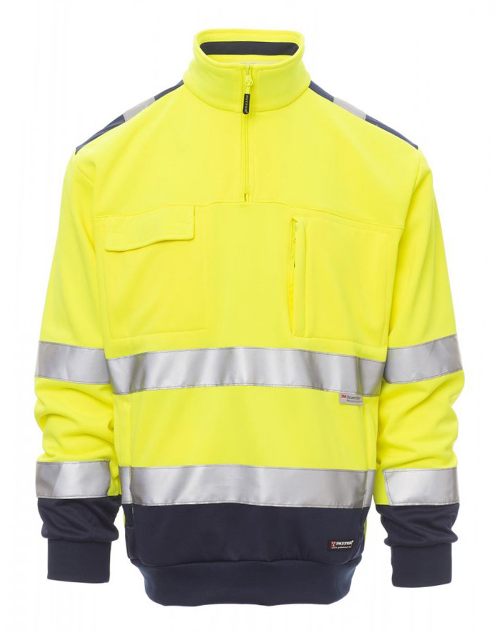 Payper VISION Reflexná fleecová mikina S, Fluorescent yellow-Navy blue