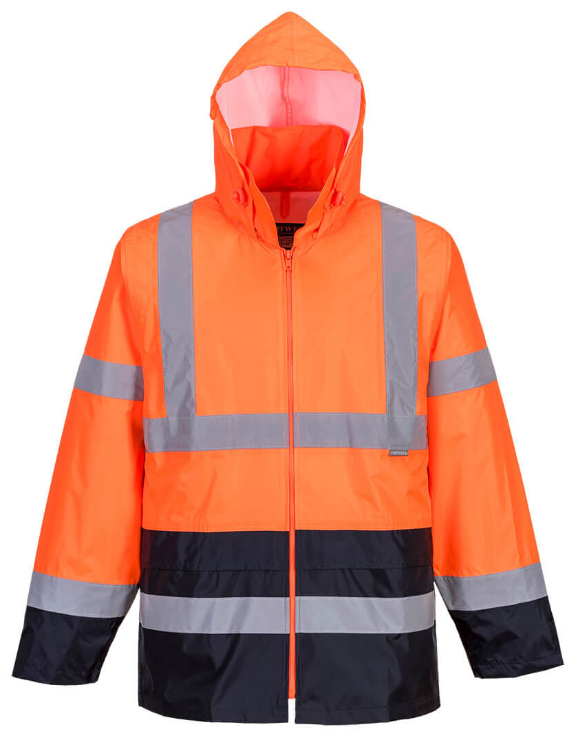 Portwest H443 HI-VIS CLASSIC RAIN Nepremokavá bunda S, Fluorescenčno oranžová-Námornícka modrá