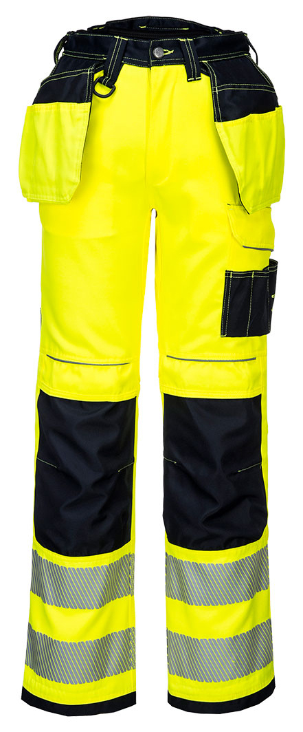 Portwest T501 HI-VIS Reflexné nohavice PW3 Fluorescenčno žltá-Čierna, 44