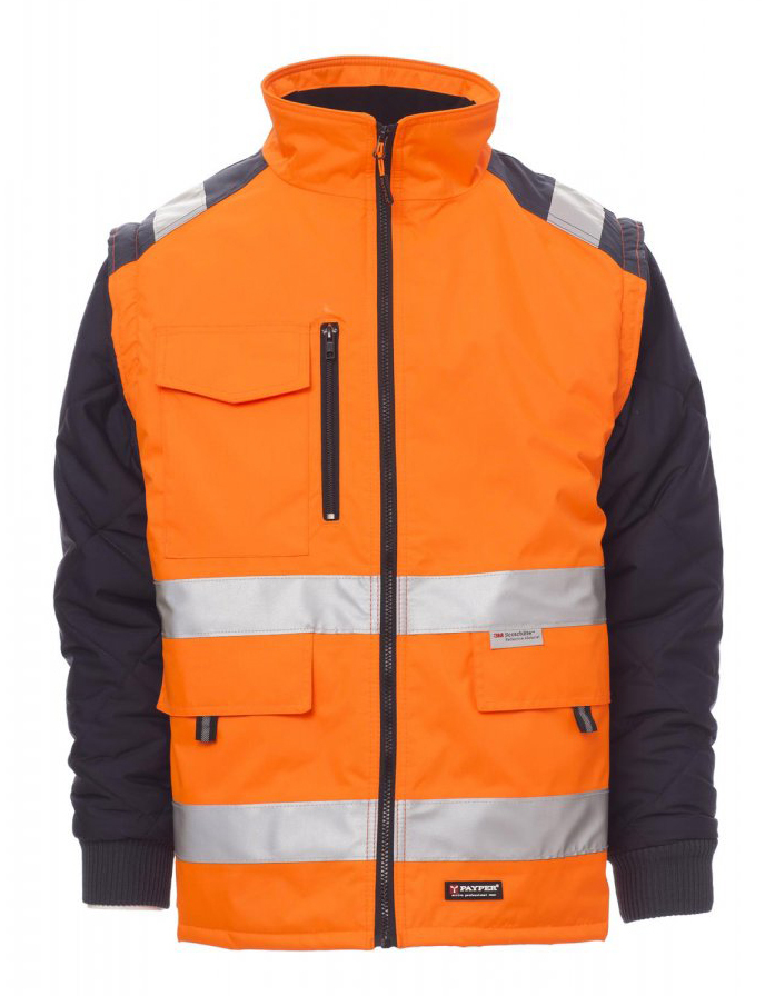 Payper HIWAY Reflexná bunda S, Fluorescent orange-Navy blue