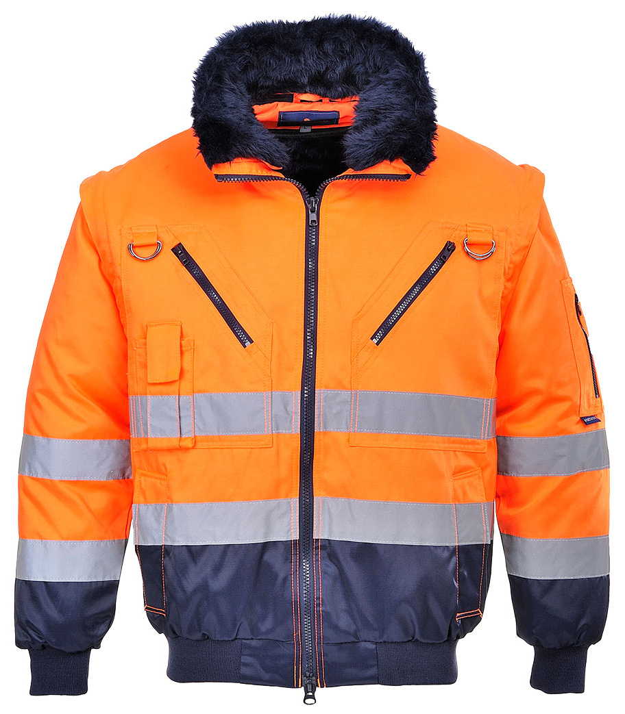 Portwest PJ50 HI-VIS PILOT Reflexná bunda 3v1 S, Fluorescenčno oranžová-Námornícka modrá