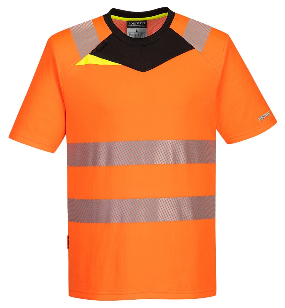 Portwest DX413 HI-VIS Reflexné tričko S, Reflexná oranžová-Čierna
