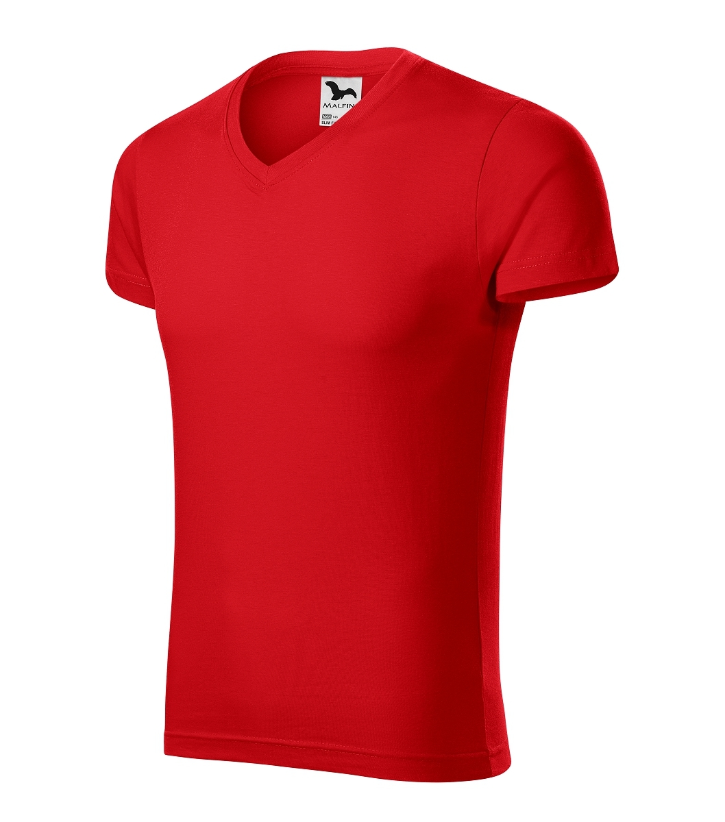 Malfini SLIM FIT V-NECK 146 Tričko pánske S, Červená