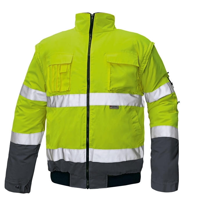 Cerva CLOVELLY PILOT Reflexná bunda 2v1 XS, Fluorescenčno žltá-Modrá