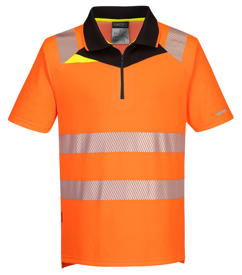 Portwest DX412 HI-VIS Reflexná polokošeľa S, Reflexná oranžová-Čierna