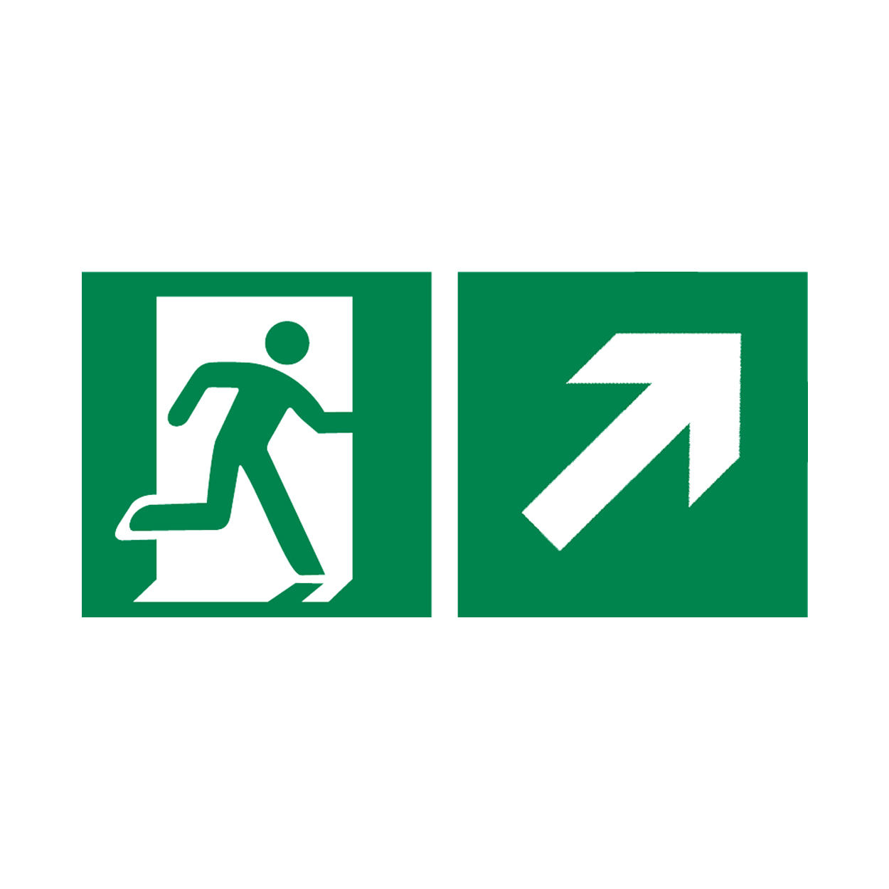 BZ FM987 Značka núdzový východ vpravo, šípka vpravo hore - samolepiaca fólia 30x15 cm Zelená-Biela