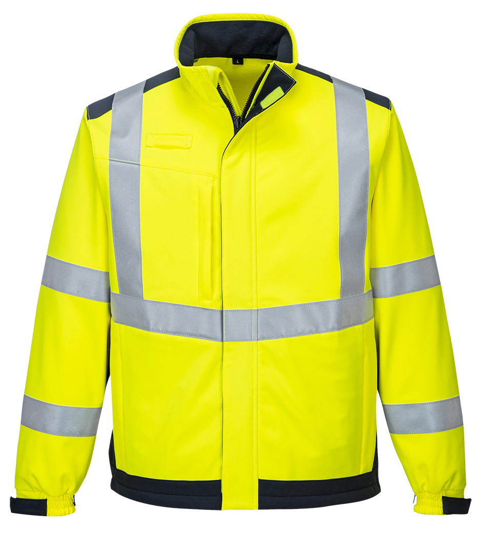 Portwest MV72 MODAFLAME RAIN MULTI-NORM ARC Softshellová bunda S, Fluorescenčno žltá-Námornícka modrá