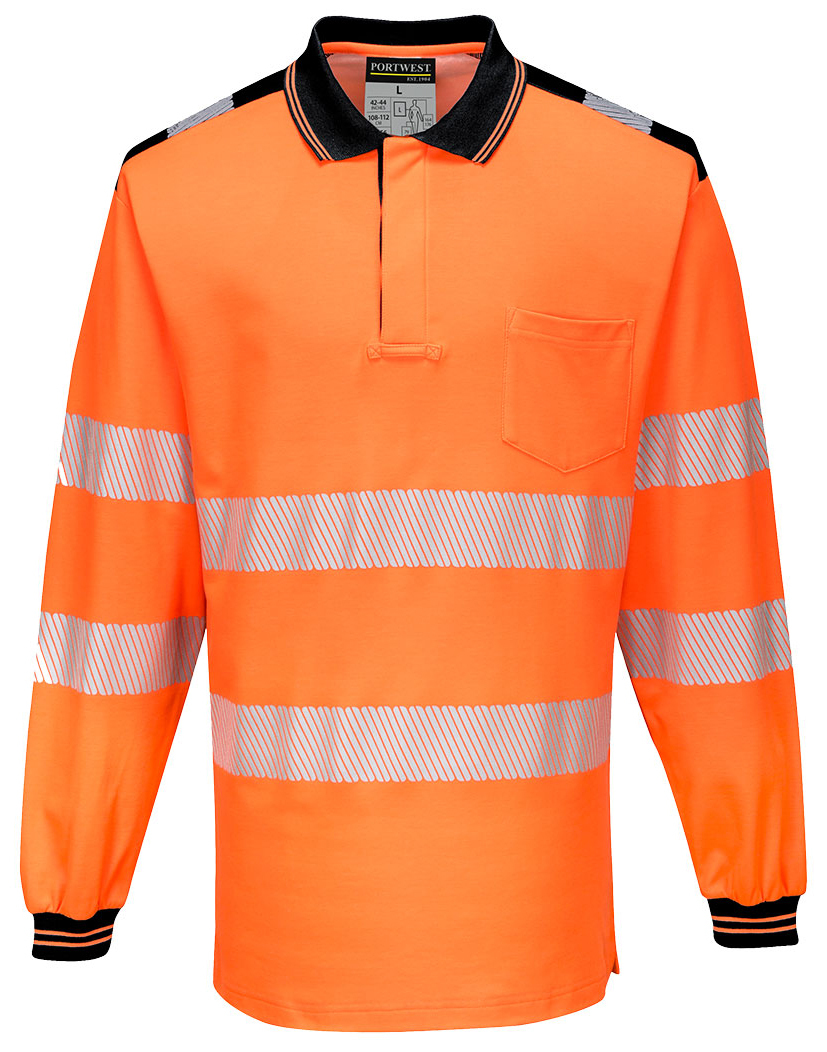 Portwest T184 HI-VIS Reflexná polokošeľa PW3 S, Fluorescenčno oranžová-Čierna