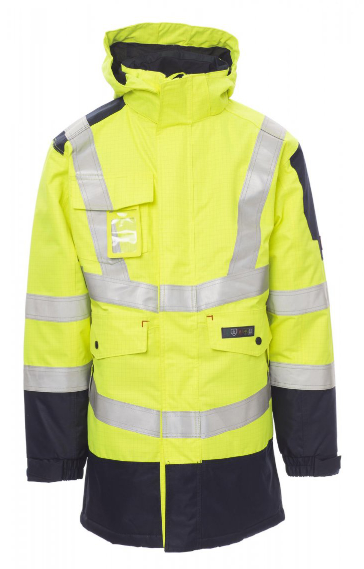 Payper SHIELD Reflexná nehorľavá bunda XS, Fluorescent yellow-Navy blue