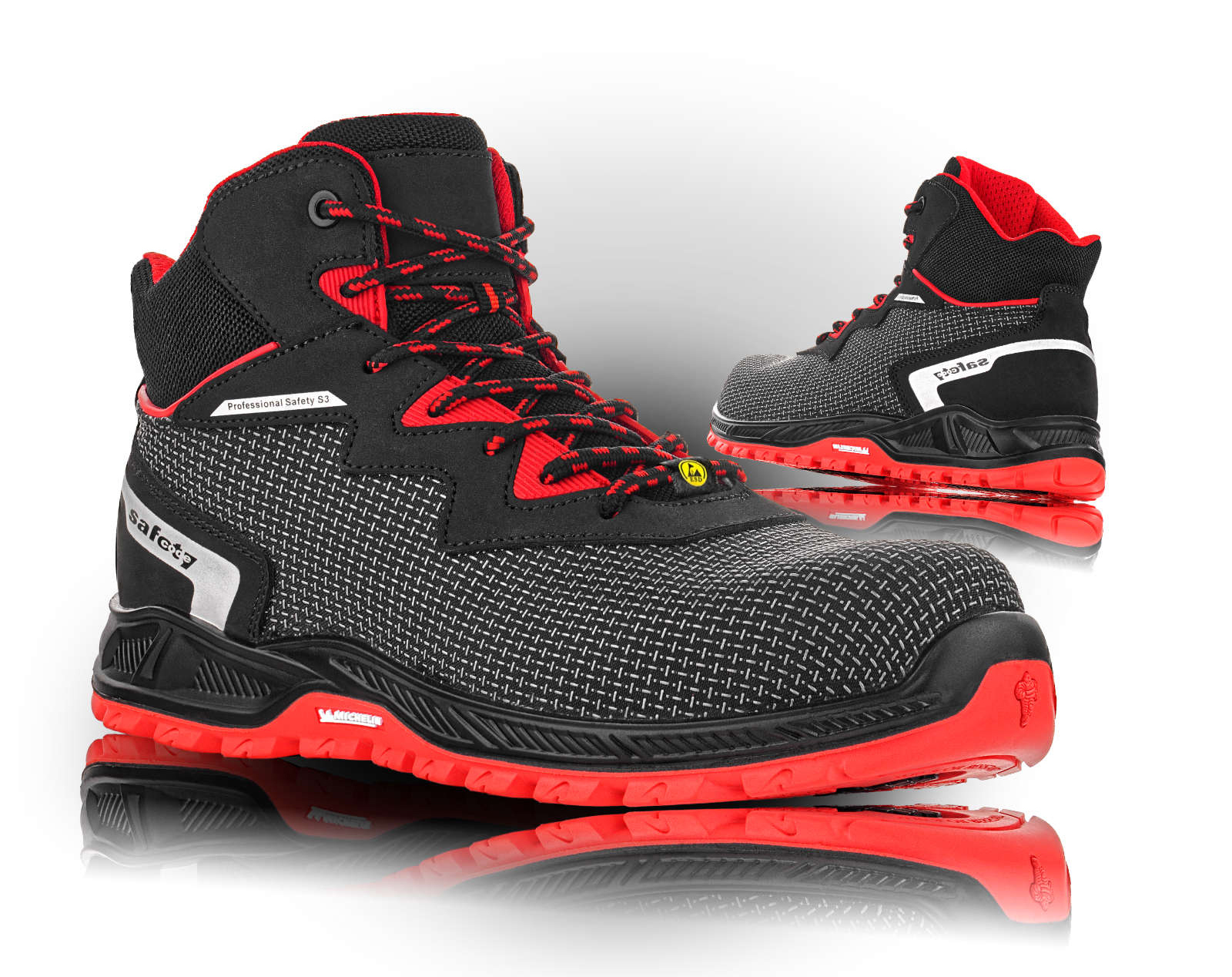 VM Footwear SACRAMENTO S3 ESD Bezpečnostná obuv Čierna-Červená, 36