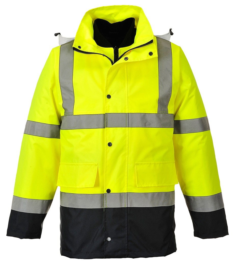 Portwest S471 HI-VIS CONTRAST TRAFFIC Reflexná bunda 4v1 S, Fluorescenčno žltá-Námornícka modrá