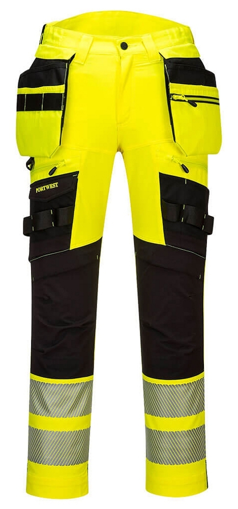Portwest DX442 HI-VIS Reflexné nohavice DX4 44, Reflexná žltá-Čierna