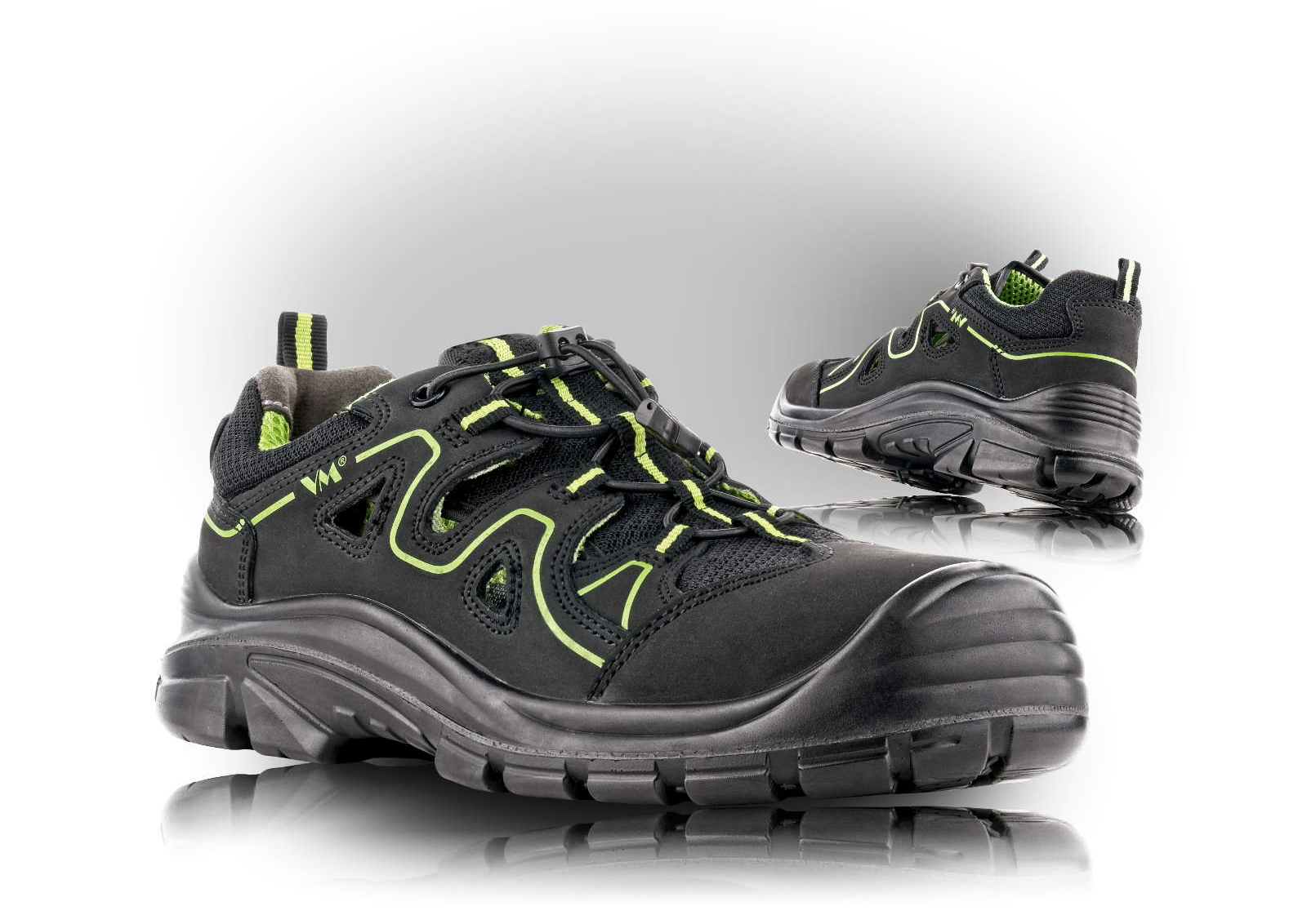 VM Footwear KANSAS S1P Bezpečnostná obuv Čierna-Zelená, 36
