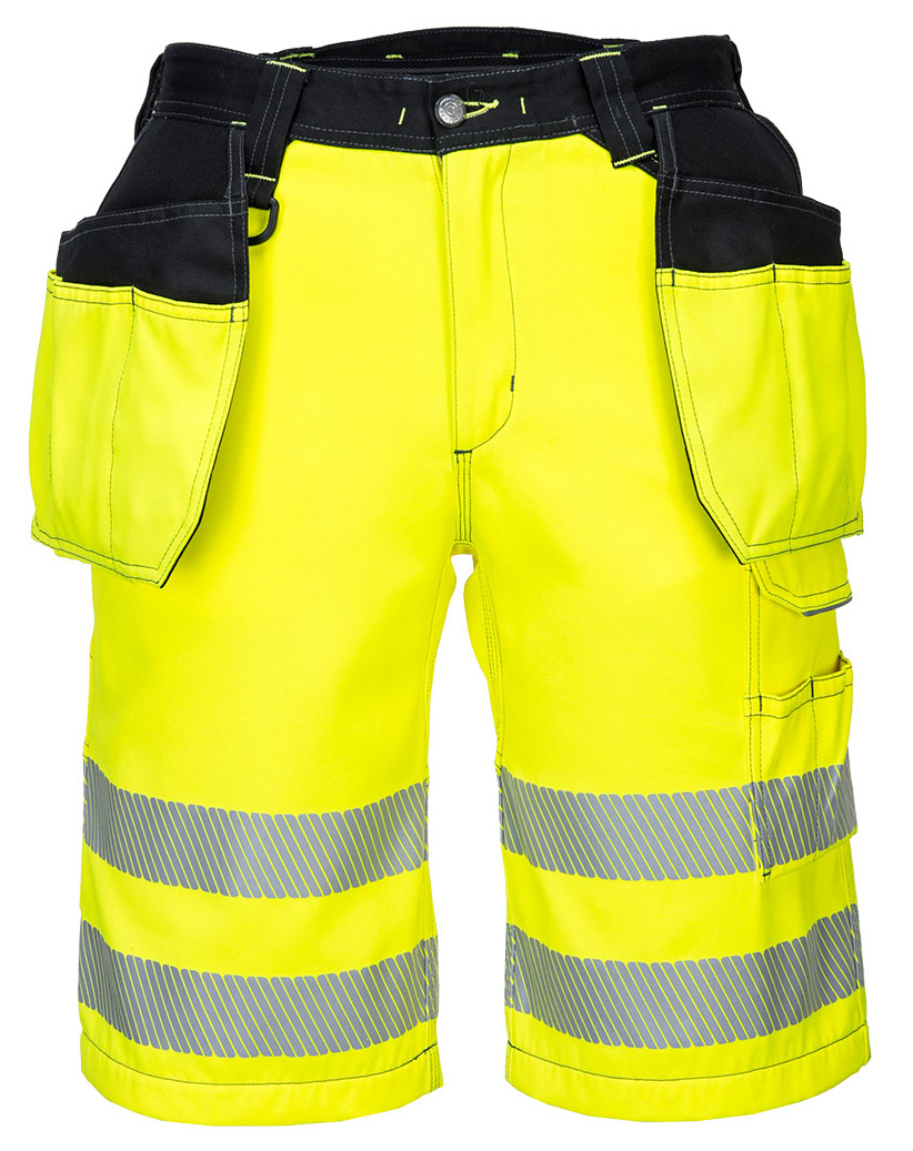 Portwest PW343 HI-VIS Reflexné kraťasy PW3 Fluorescenčno žltá-Čierna, 46