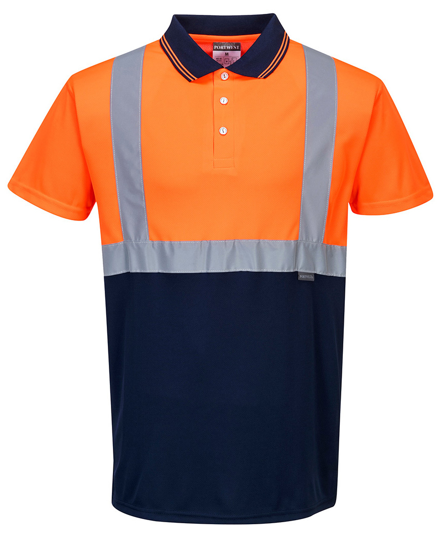 Portwest S479 Reflexná polokošeľa XS, Fluorescenčno oranžová-Námornícka modrá