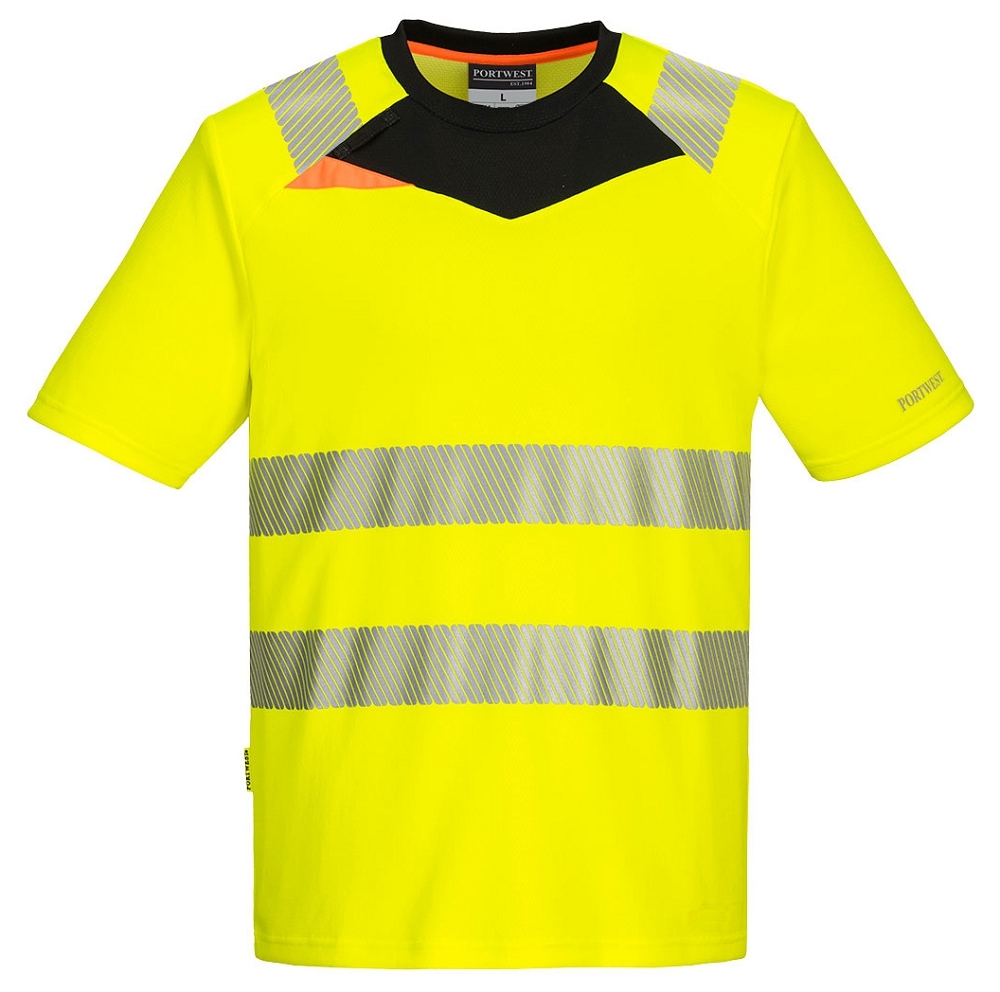 Portwest DX413 HI-VIS Reflexné tričko S, Reflexná žltá-Čierna