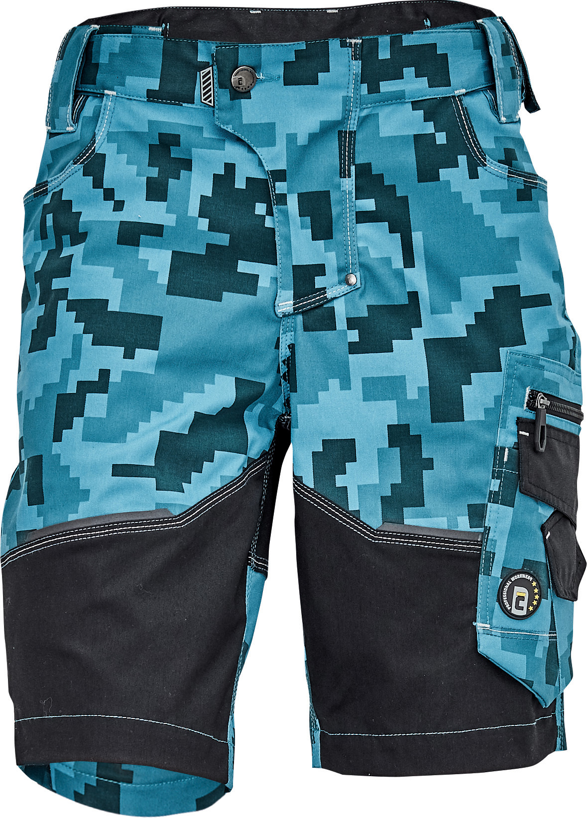 Cerva NEURUM CAMOUFLAGE Šortky 46, Petrolejová-Čierna