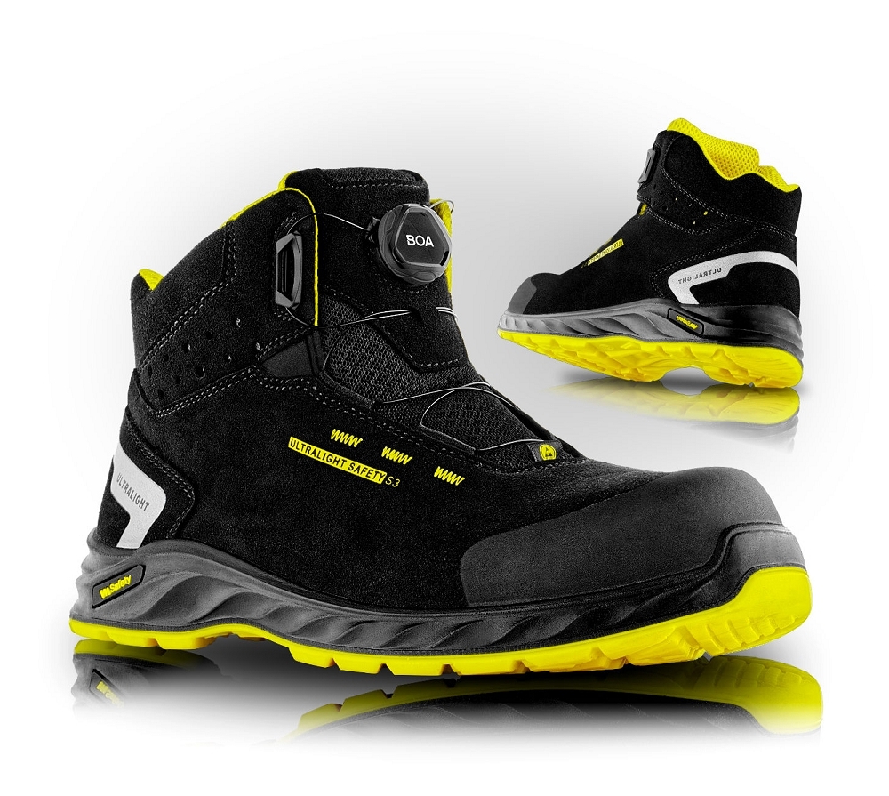 VM Footwear WISCONSIN BOA S3 ESD Bezpečnostná obuv Čierna-Žltá, 36