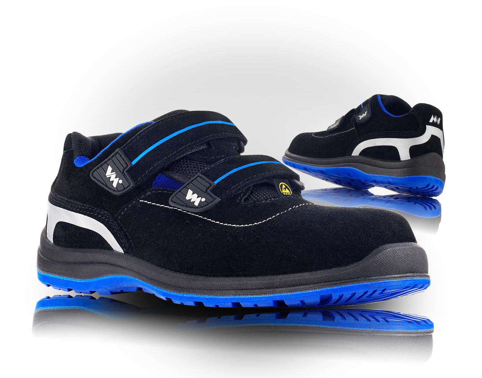 VM Footwear PARMA S1P ESD Bezpečnostné sandále Čierna-Modrá, 36