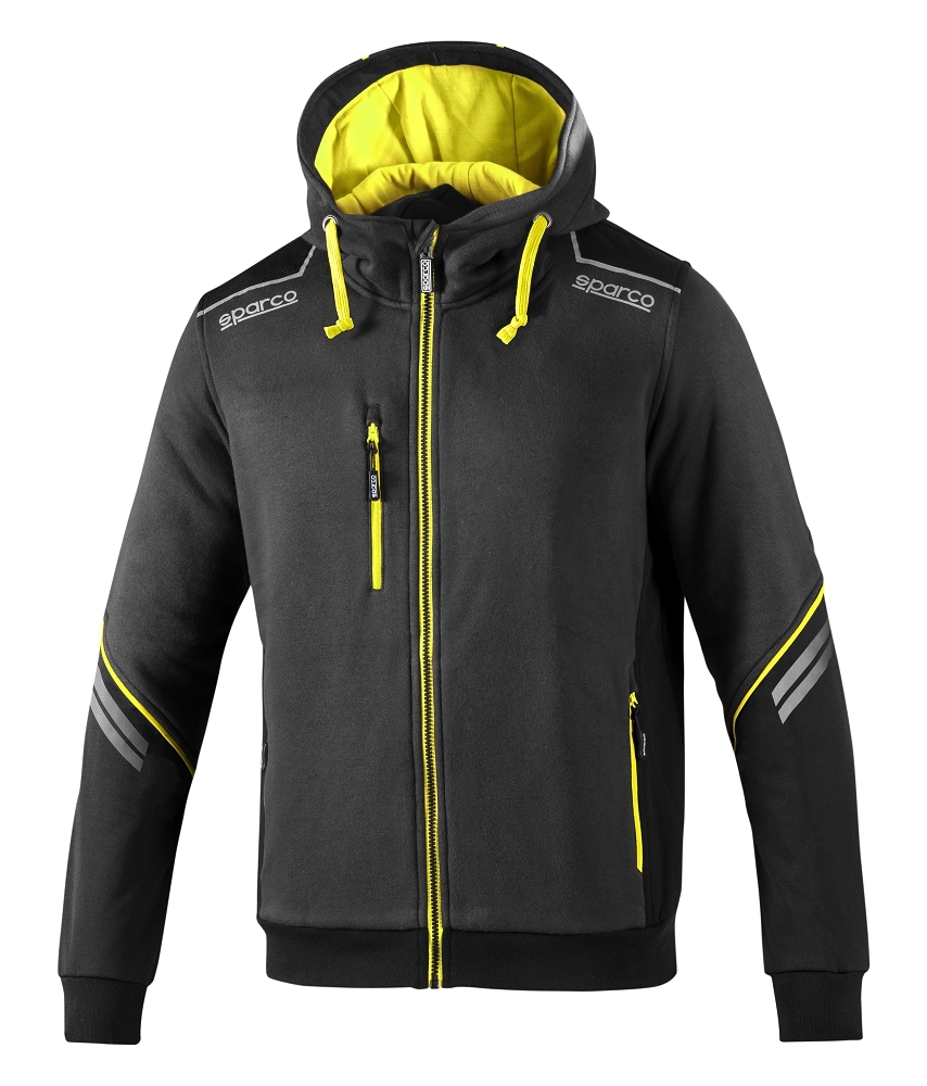Sparco COLORADO TECH HOODED FULL ZIP Mikina XS, Sivá-Žltá