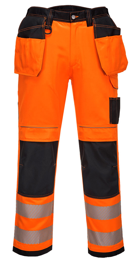 Portwest T501 HI-VIS Reflexné nohavice PW3 Fluorescenčno oranžová-Čierna, 44