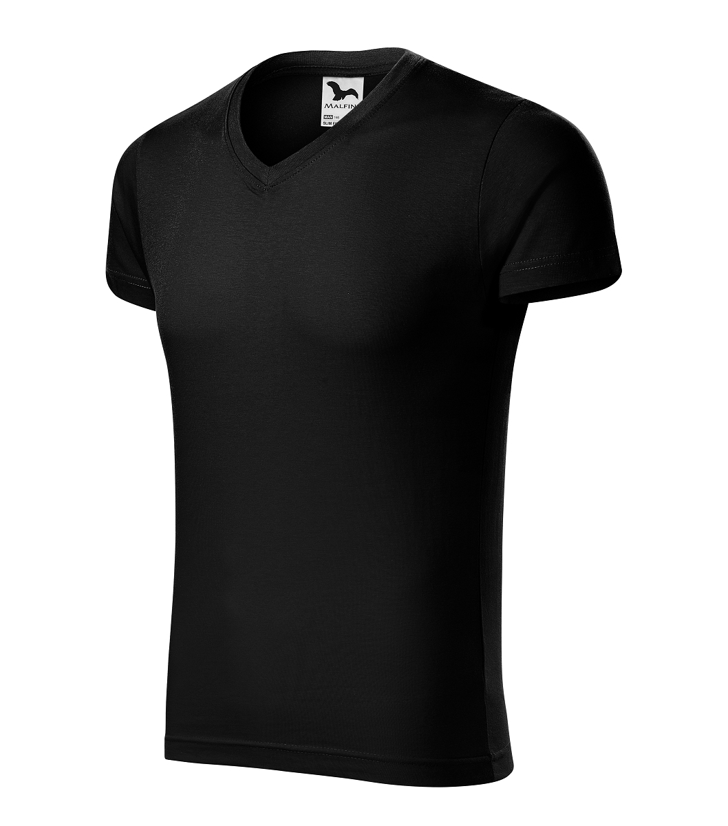 Malfini SLIM FIT V-NECK 146 Tričko pánske S, Čierna