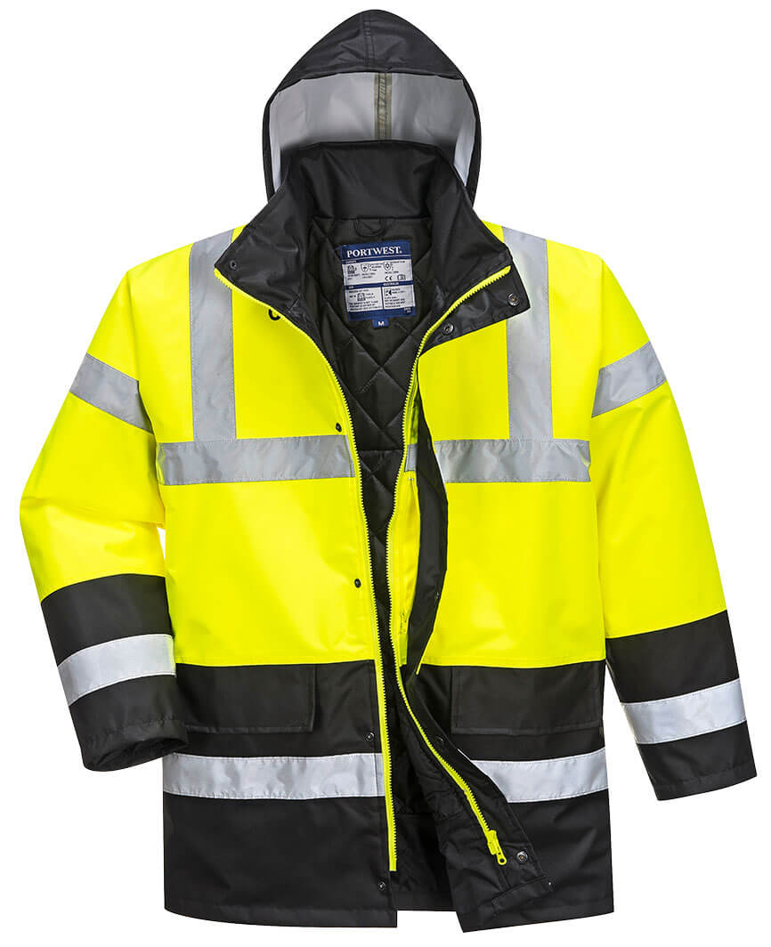 Portwest S466 HI-VIS CONTRAST TRAFFIC Reflexná bunda S, Fluorescenčno žltá-Čierna