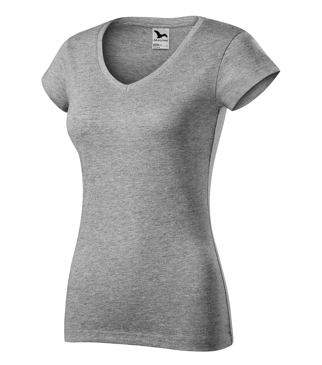 Malfini FIT V-NECK 162 Tričko dámske XS, Tmavosivý melír