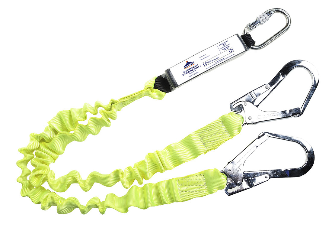 Portwest FP52 Dvojité elastické lano s tlmičom pádu Fluorescenčno žltá