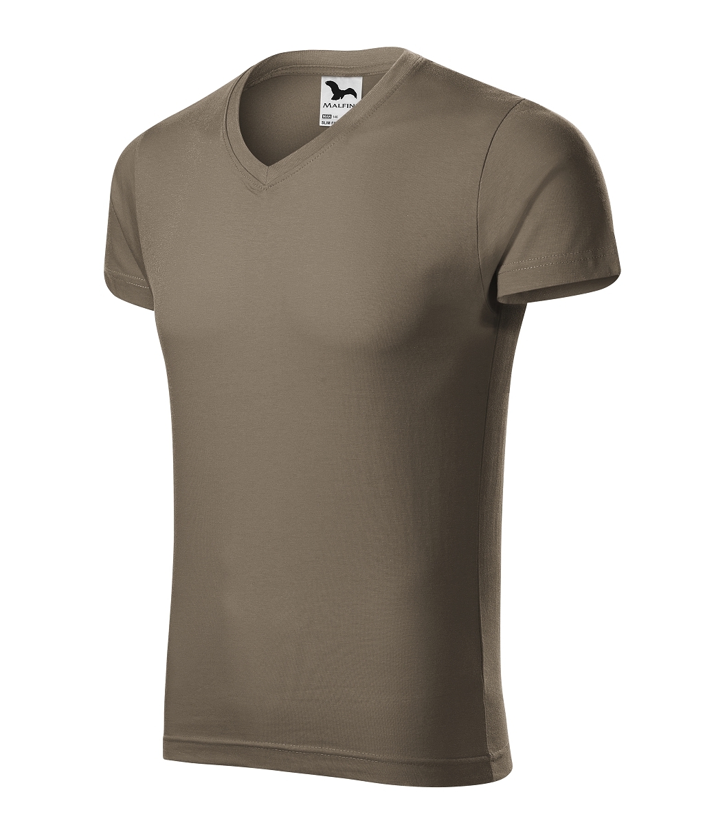 Malfini SLIM FIT V-NECK 146 Tričko pánske S, Army