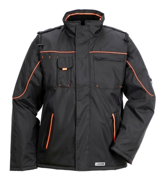 Planam OUTDOOR PIPER Zimná bunda XS, Čierna-Oranžová
