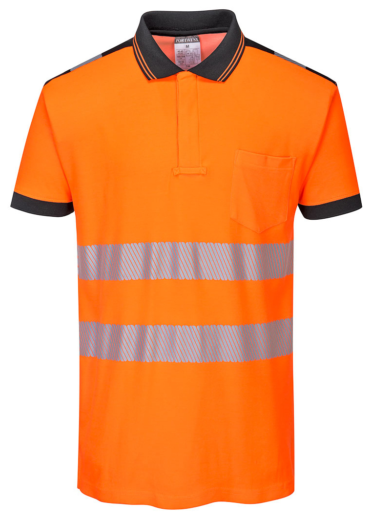 Portwest T180 HI-VIS Reflexná polokošeľa PW3 S, Fluorescenčno oranžová-Čierna