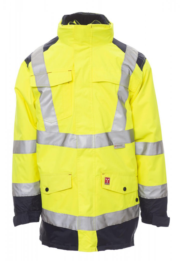 Payper HISAFE Reflexná zimná bunda S, Fluorescent yellow-Navy blue
