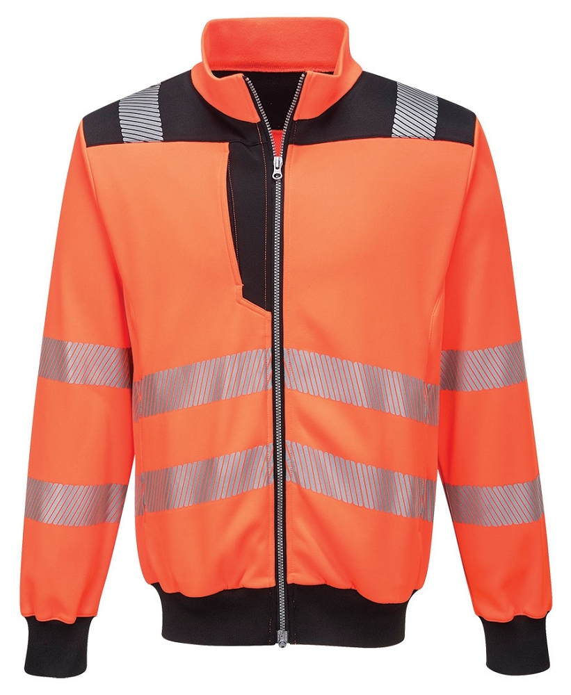 Portwest PW370 Reflexná mikina PW3 S, Reflexná oranžová-Čierna