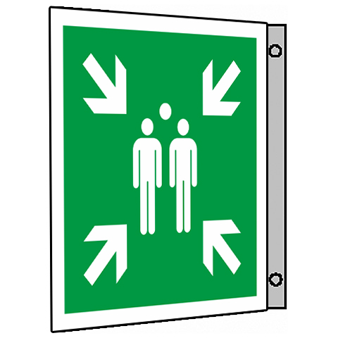 BZ PG811 Tabuľka praporková zhromaždisko - plast 15x15 cm Zelená-Biela