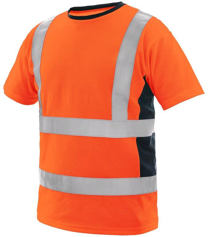 Canis CXS EXETER Výstražné tričko pánske S, Fluorescenčno oranžová-Modrá