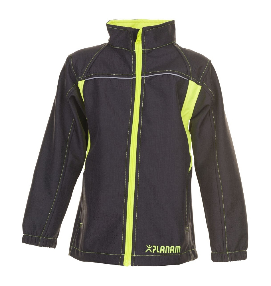 Planam JUNIOR SOFTSHELL JACKET Softshellová bunda detská Antracitová-Žltá, 86/92