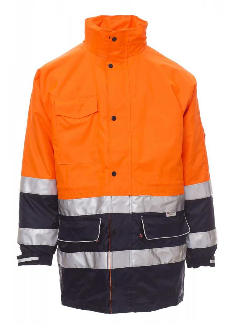 Payper SECURITY Reflexná multifunkčná bunda S, Fluorescent orange-Navy blue