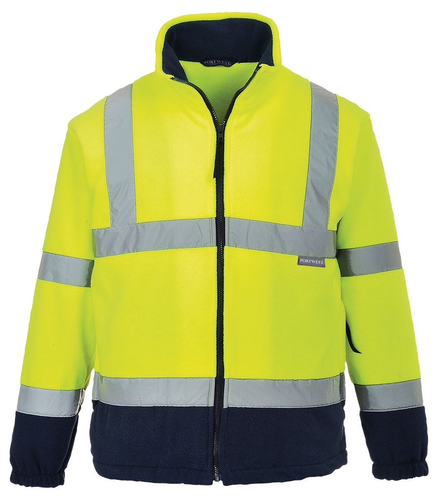 Portwest F301 HI-VIS Fleecová reflexná mikina XS, Fluorescenčno žltá-Námornícka modrá