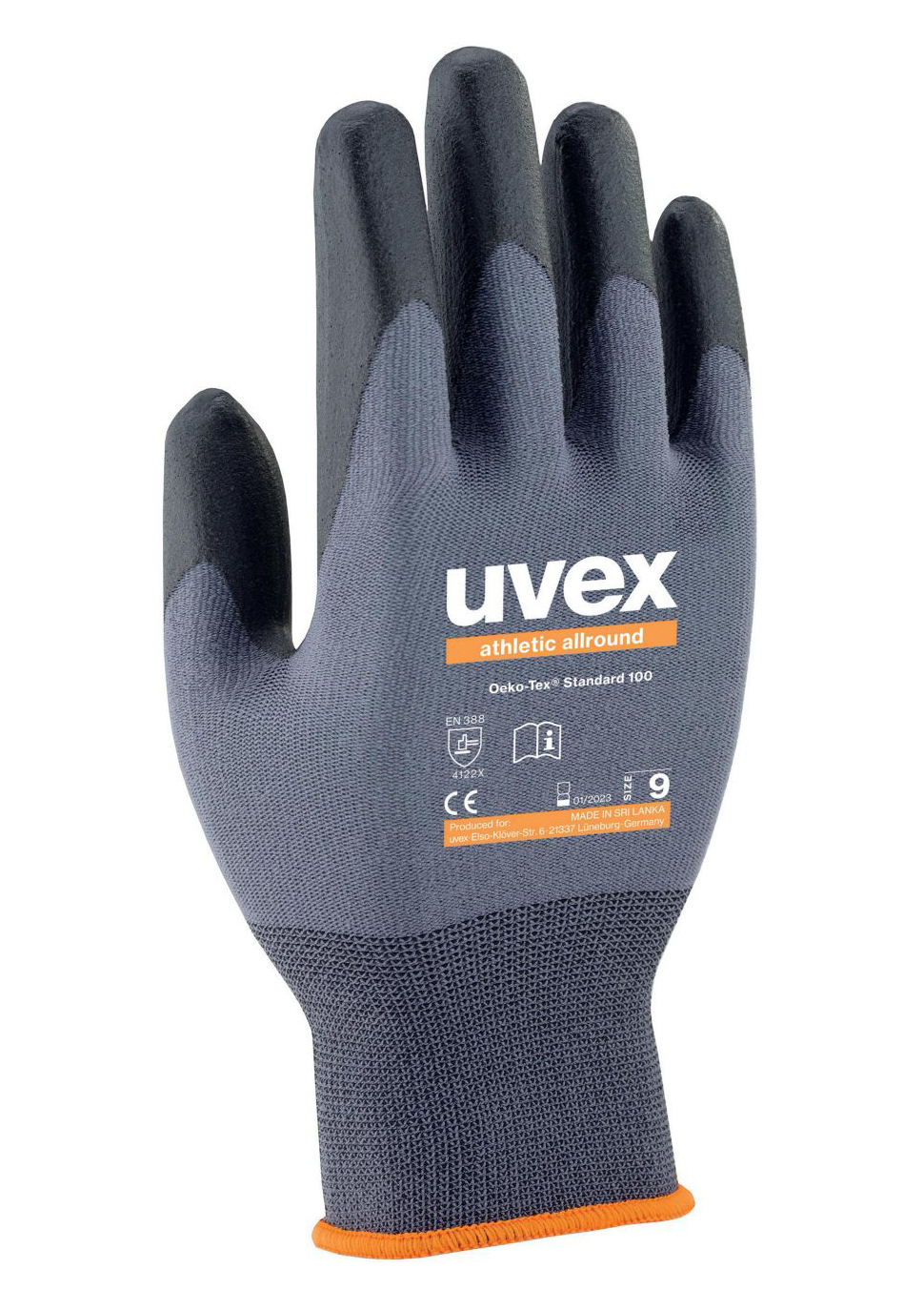 Uvex ATHLETIC ALLROUND Pracovné rukavice 11, Sivá-Antracitová