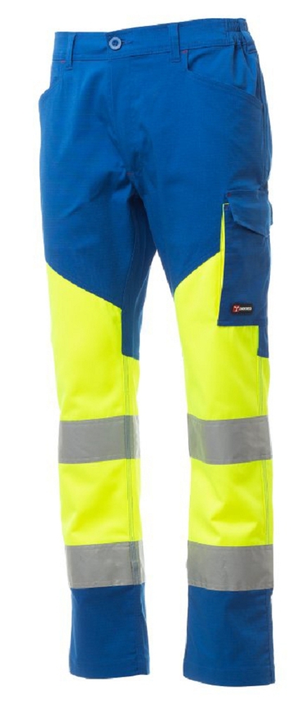 Payper WORKING SUMMER Reflexné nohavice 4XL, Fluorescent yellow-Royal blue