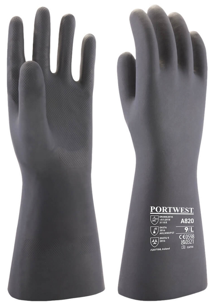 Portwest A820 Rukavice chemické Čierna, 7