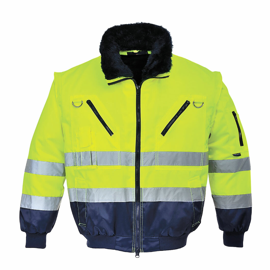 Portwest PJ50 HI-VIS PILOT Reflexná bunda 3v1 S, Fluorescenčno žltá-Námornícka modrá