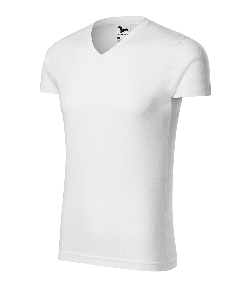 Malfini SLIM FIT V-NECK 146 Tričko pánske Biela, S