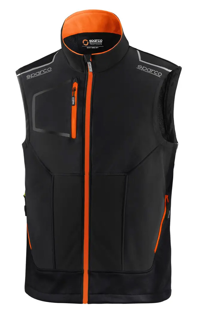 Sparco ILLINOIS TECH LIGHT VEST Softshellová vesta XS, Čierna-Oranžová