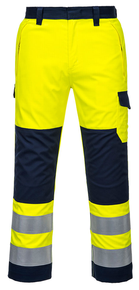Portwest MV46 HI-VIS MODAFLAME Nehorľavé nohavice S, Fluorescenčno žltá-Námornícka modrá