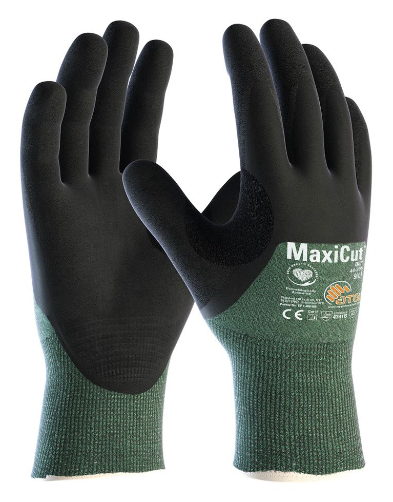 ATG 44-305 MAXICUT OIL Protiporezné rukavice Čierna-Zelená, 9