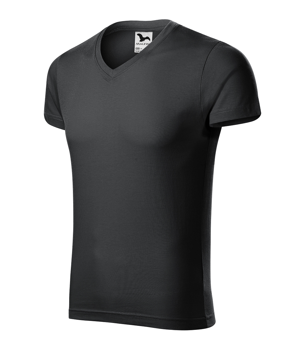 Malfini SLIM FIT V-NECK 146 Tričko pánske S, Ebony gray